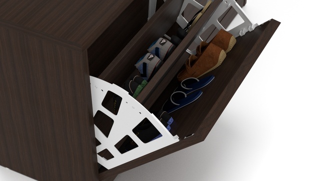 Portain Shoe Cabinet With Seating (Dark Walnut)